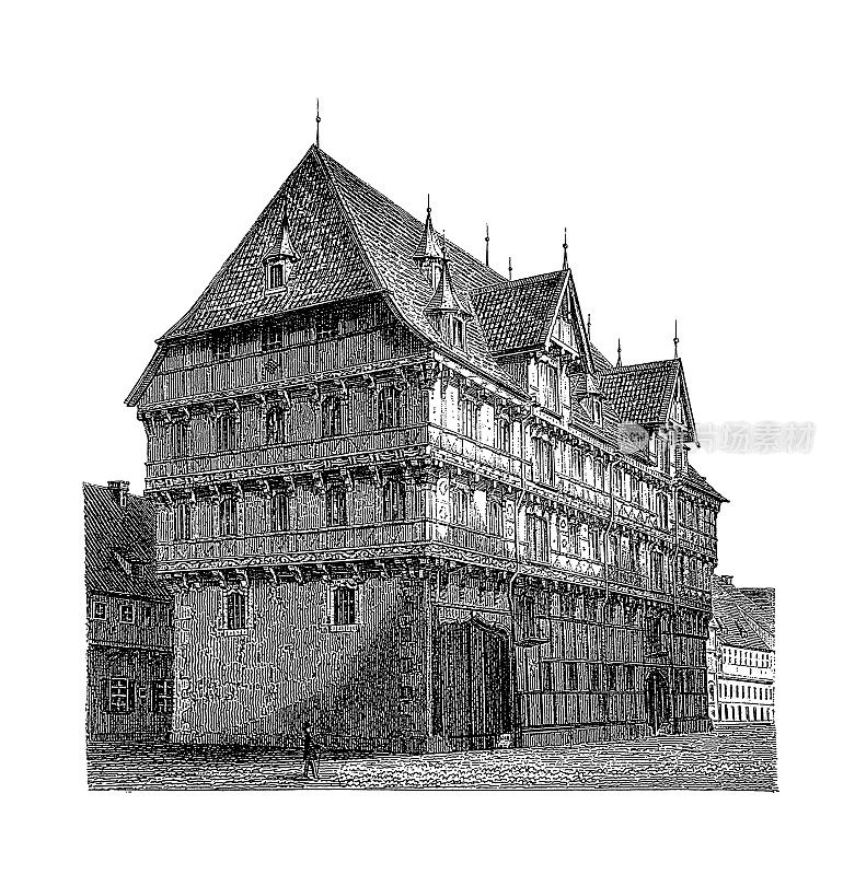 德国Braunschweig的半木结构房屋|仿古建筑插图